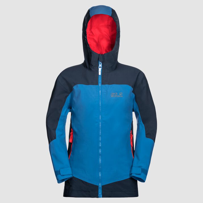 Chamarra Hardshell Jack Wolfskin Ropi Niños Azules Mexico-9421617